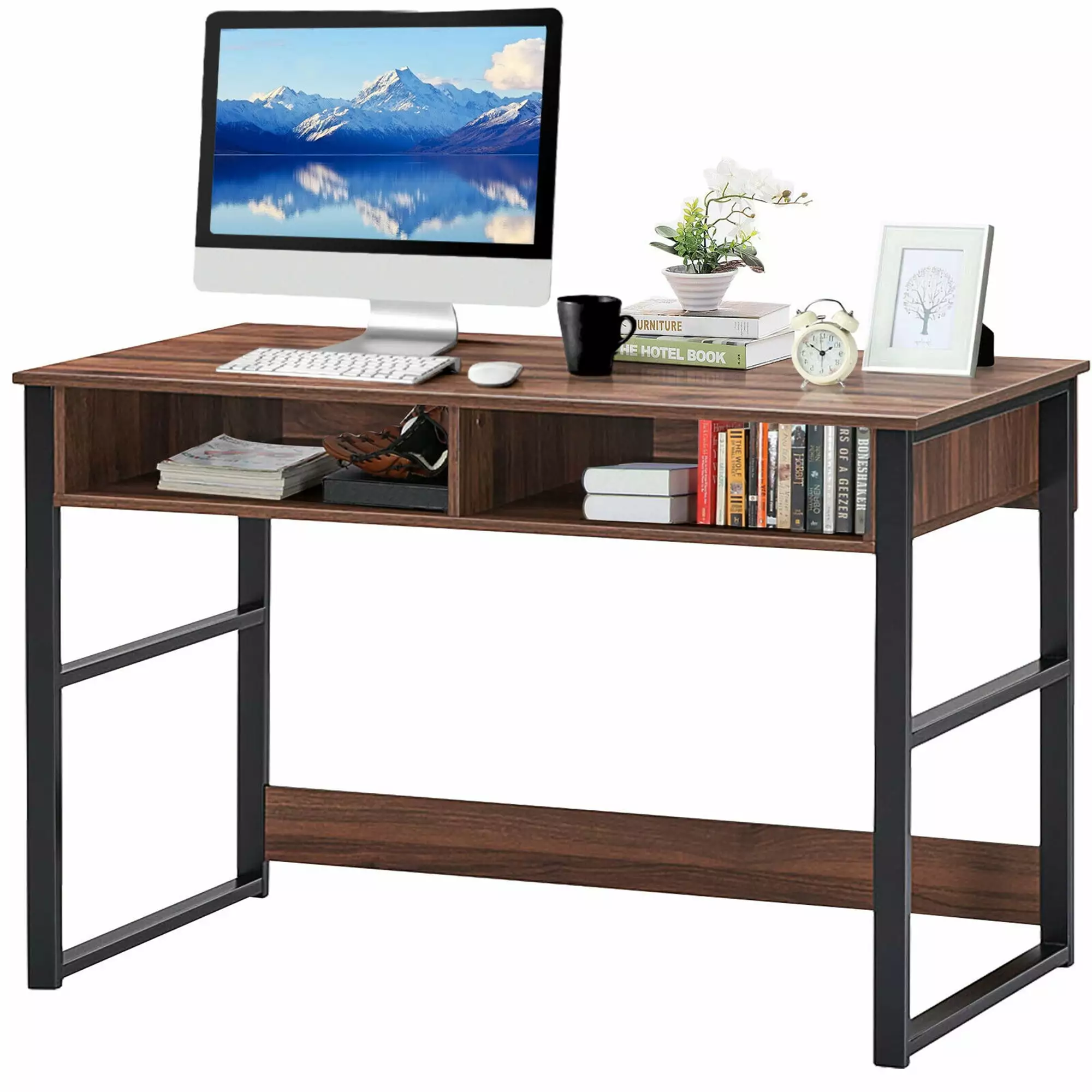Gymax Vintage Home Office Computer Desk 2 Drawers Makeup Vanity Console Table