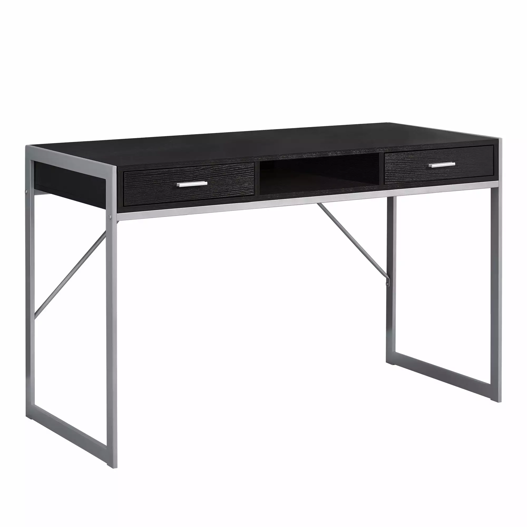 22 x 48 x 30 Cappuccino Silver Metal Computer Desk Home Office HomeRoots