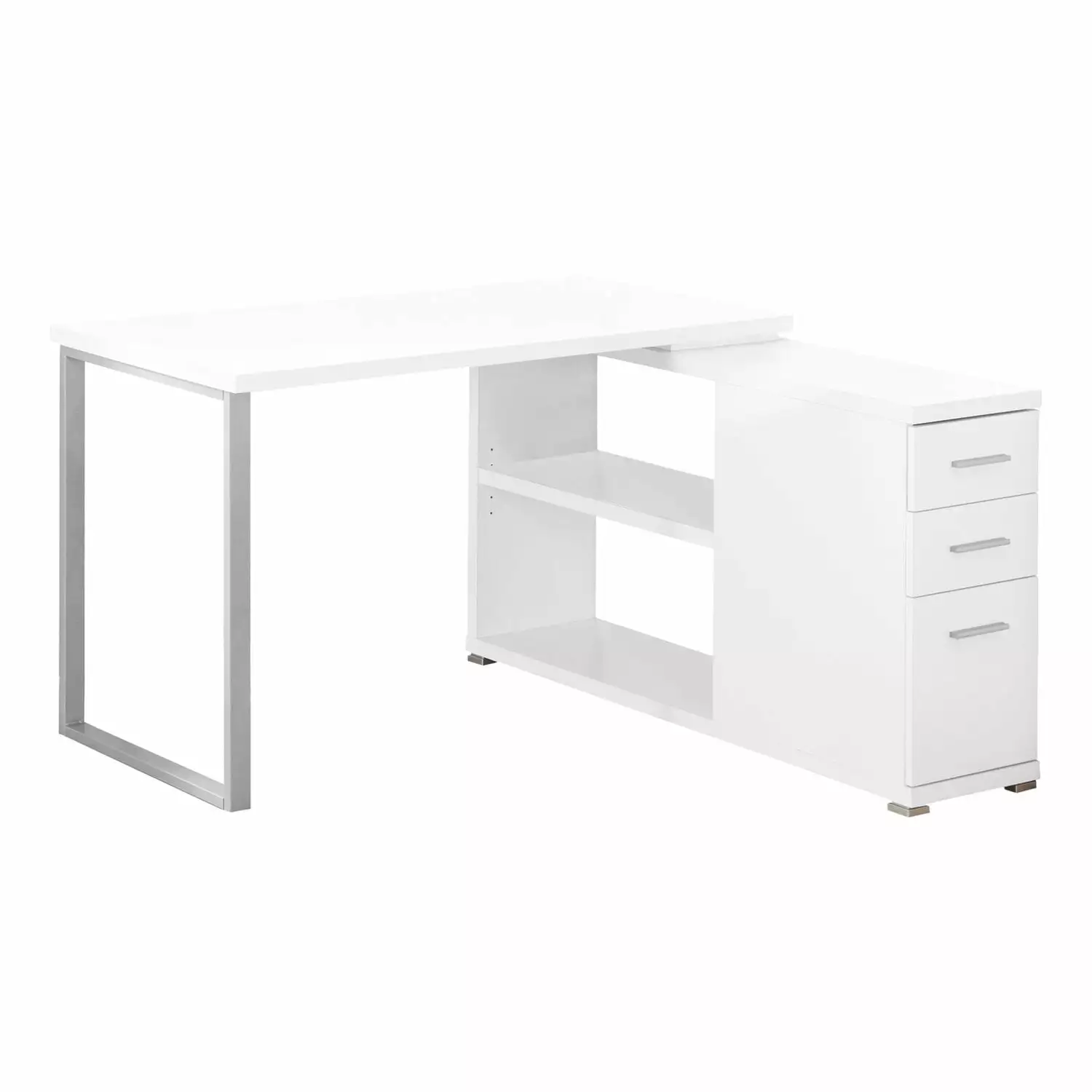 HomeRoots 29.5 . Particle Board & Silver Metal Computer Desk - Compact and Modern Design