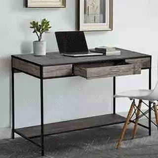 Homylin 47.24 Computer Desk 1 Drawer & 1 Storage Bottom Shelf Study Bedroom Living Room Children's Room Office Walnut