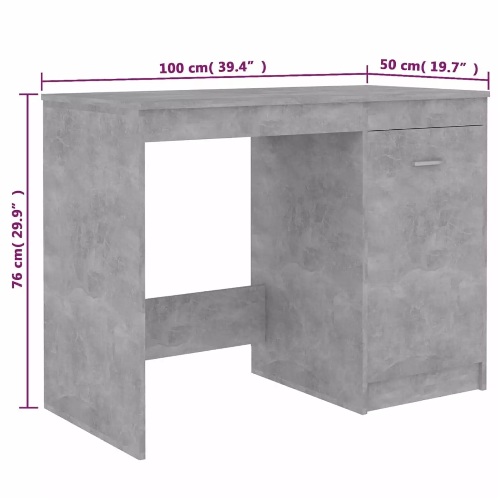 Irfora Office Furniture 39.4 Concrete Wood Study Table Computer Desk Cabinet 39.4 x 19.7 Inches