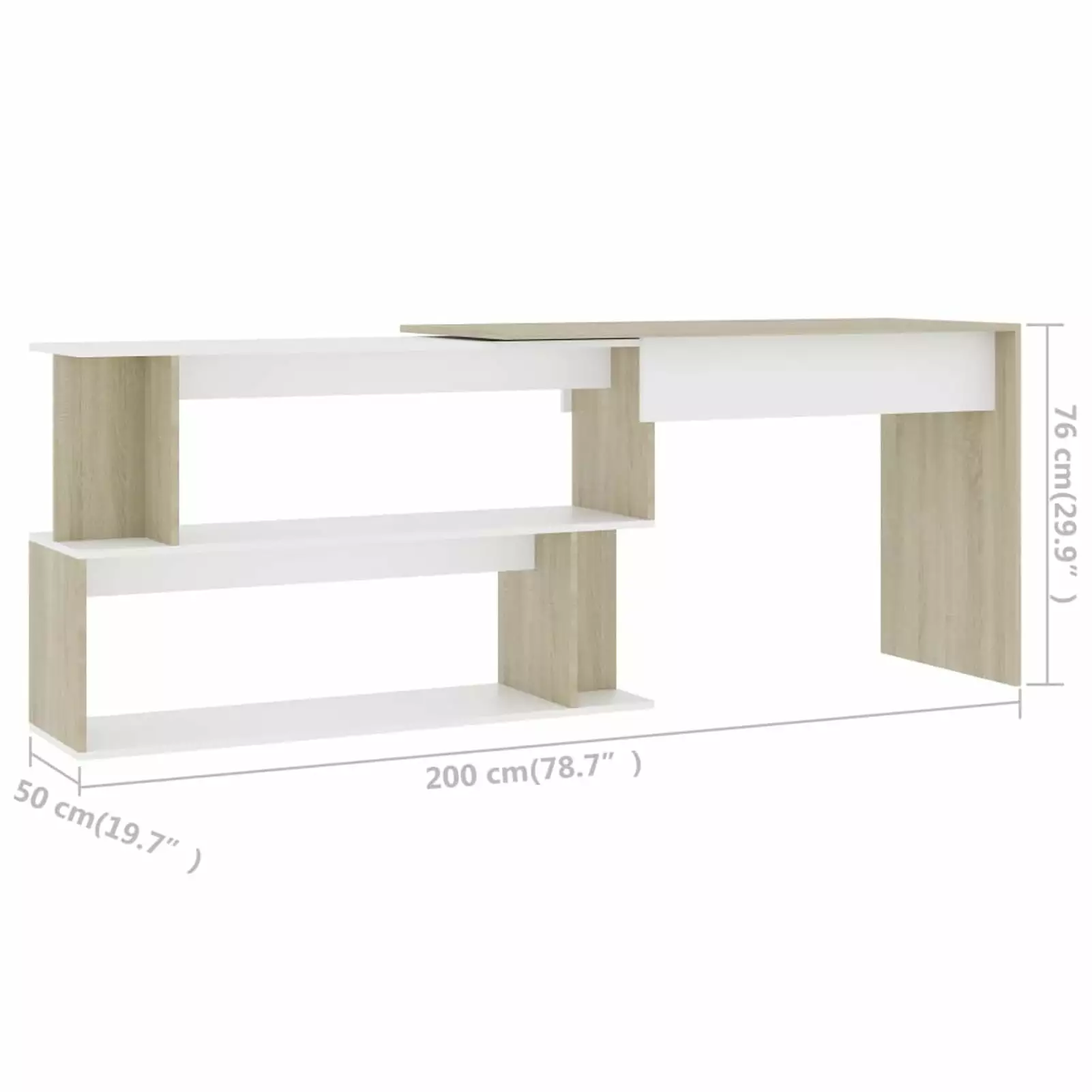 Irfora Small Oak Computer Table 78.7x19.7x29.9 Inches Bedroom Office Workstation