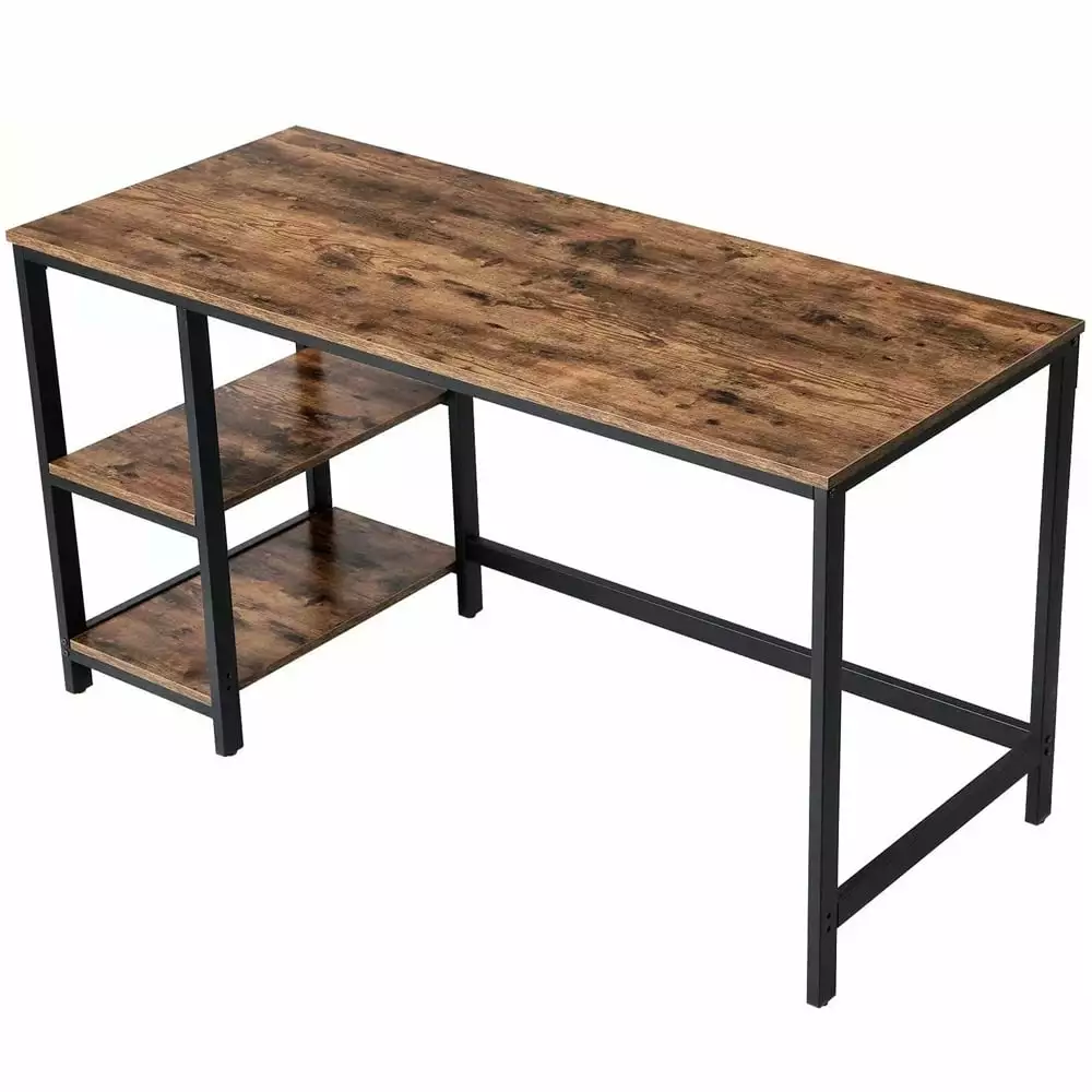 55.1-Inch Long Computer Desk Home Office Study Writing Desk 2 Shelves Kanstar
