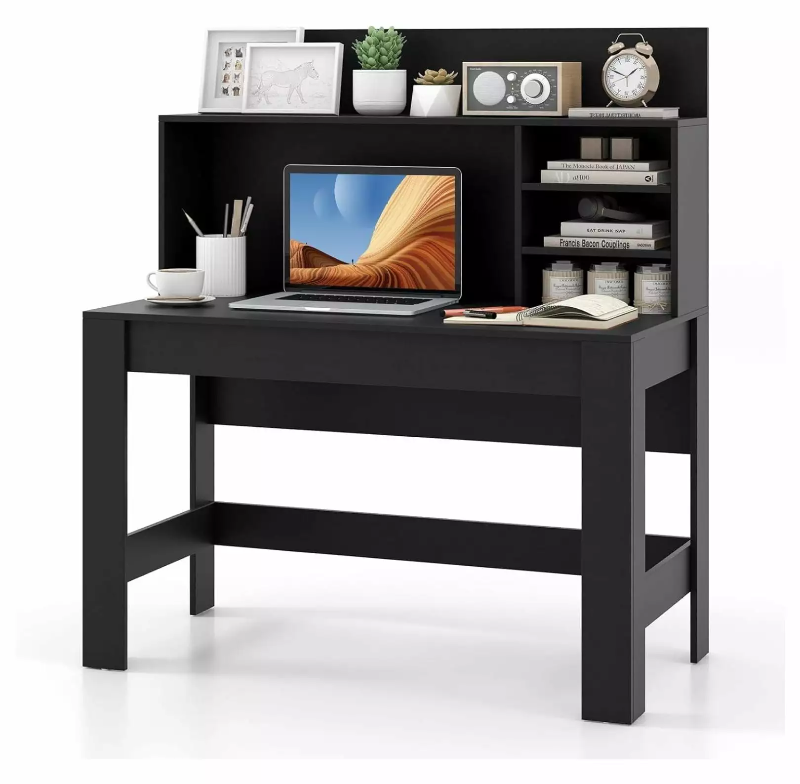 Killeryuki Computer Desk Hutch & Bookshelf - Home Office Desk Anti-Toppling Device