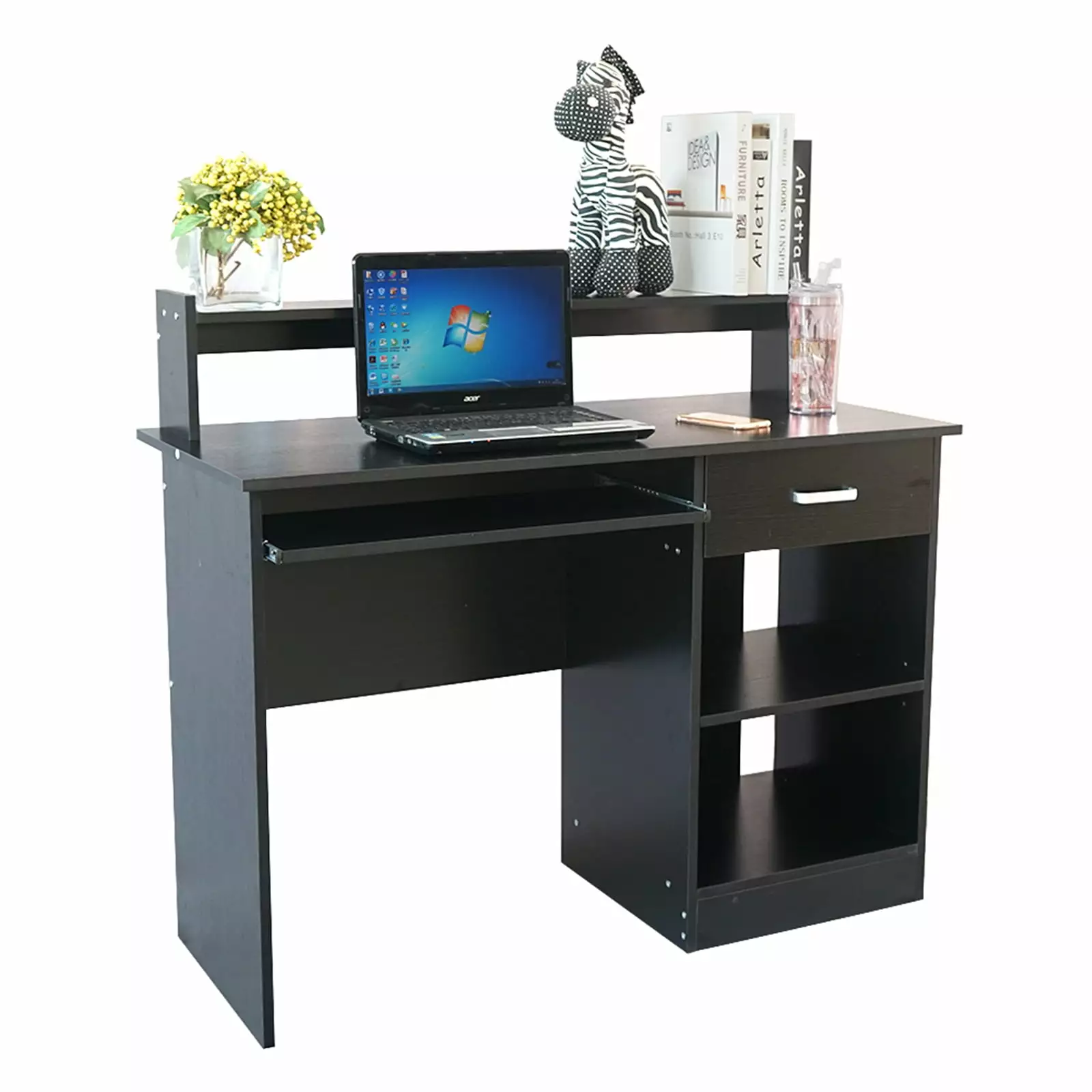 Kitmax 15MM Chipboard Computer Desk Black 43.3 x 19.69 x 37.4 Inches