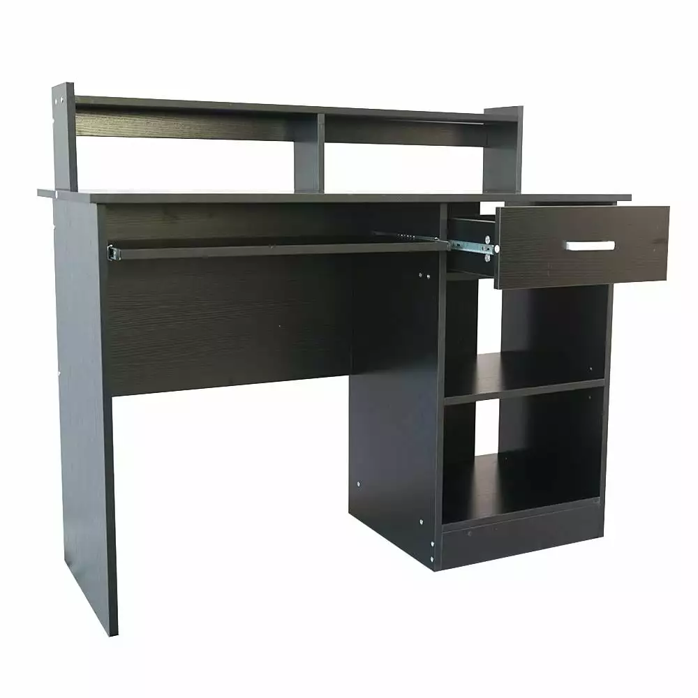 Ktaxon Computer Desk Storage Shelf Modern Black Office Writing Table