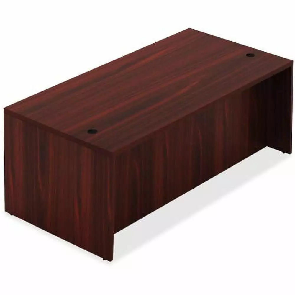 Lorell Chateau Series Mahogany Laminate Desk 66.1x29.5x30 Inches Reeded Edge