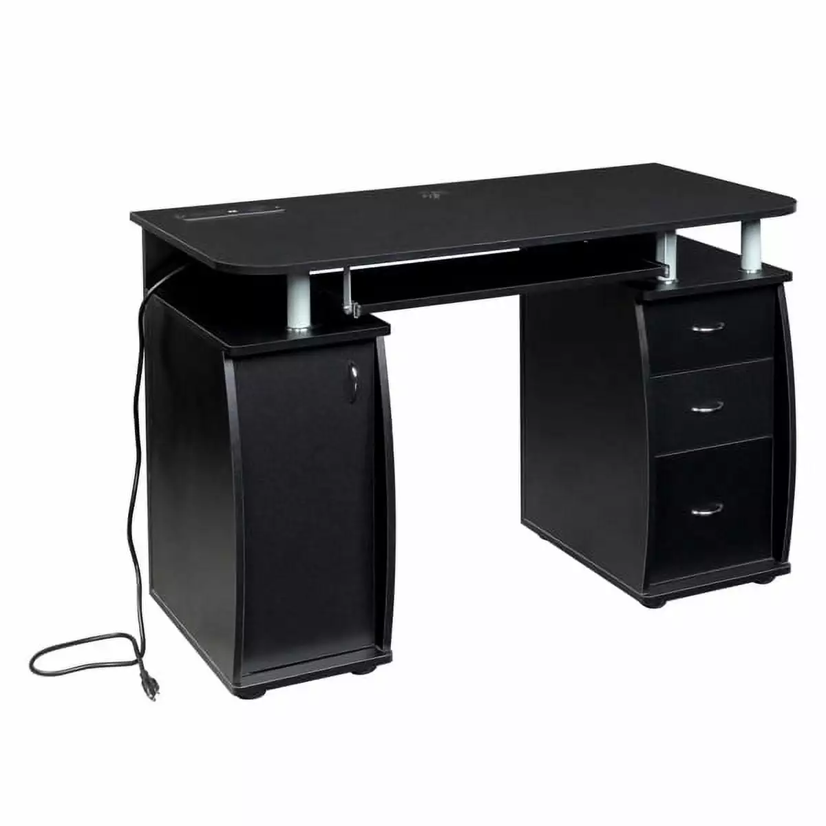 Black PB Wood 15mm Portable Computer Desk 3 Drawers Magace