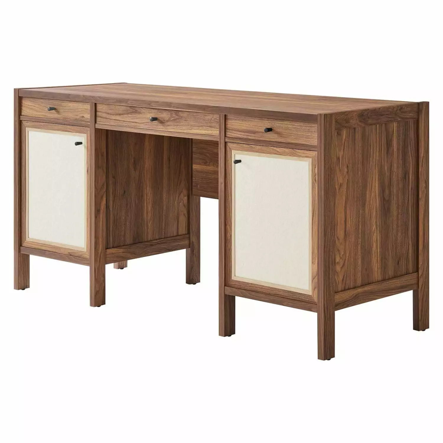 Computer Work Desk Walnut Wood Modern Contemporary Home Office