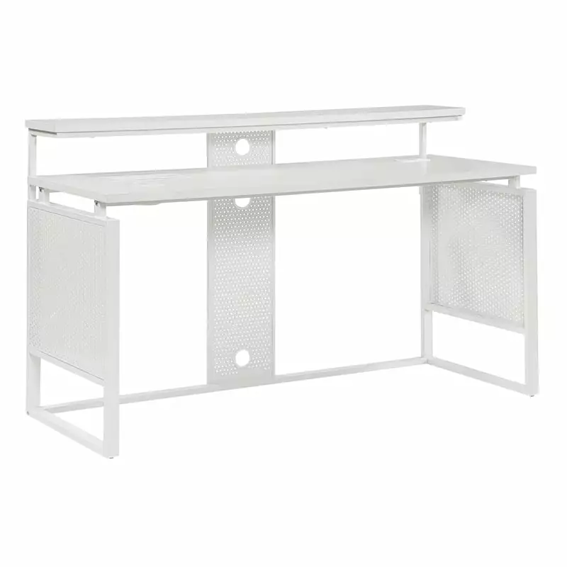 Ace 60 Desk Hutch Engineered Wood White Top and White Frame OSP Home Furnishings