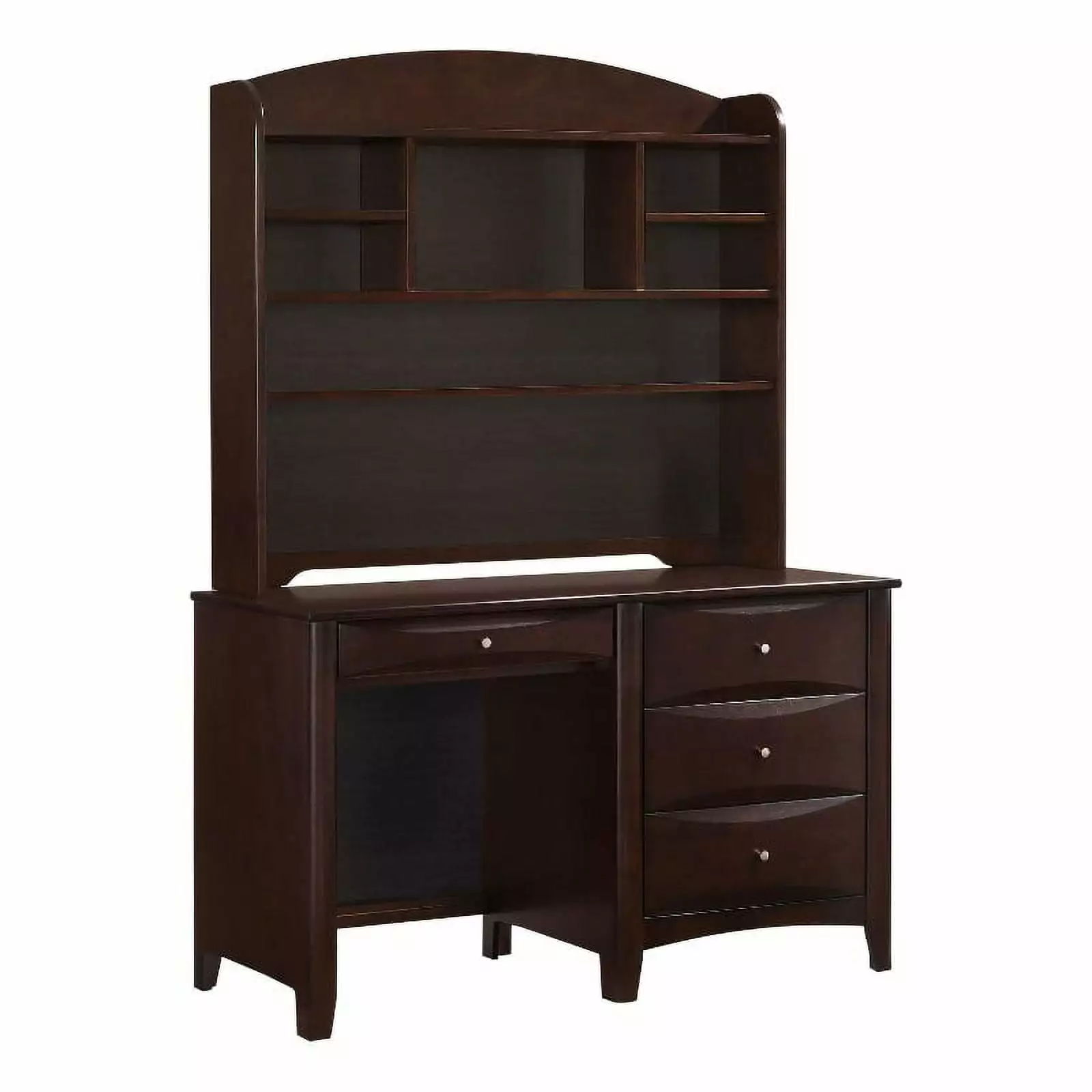 Pemberly Row 4-Drawer Wood Computer Desk Hutch Cappuccino