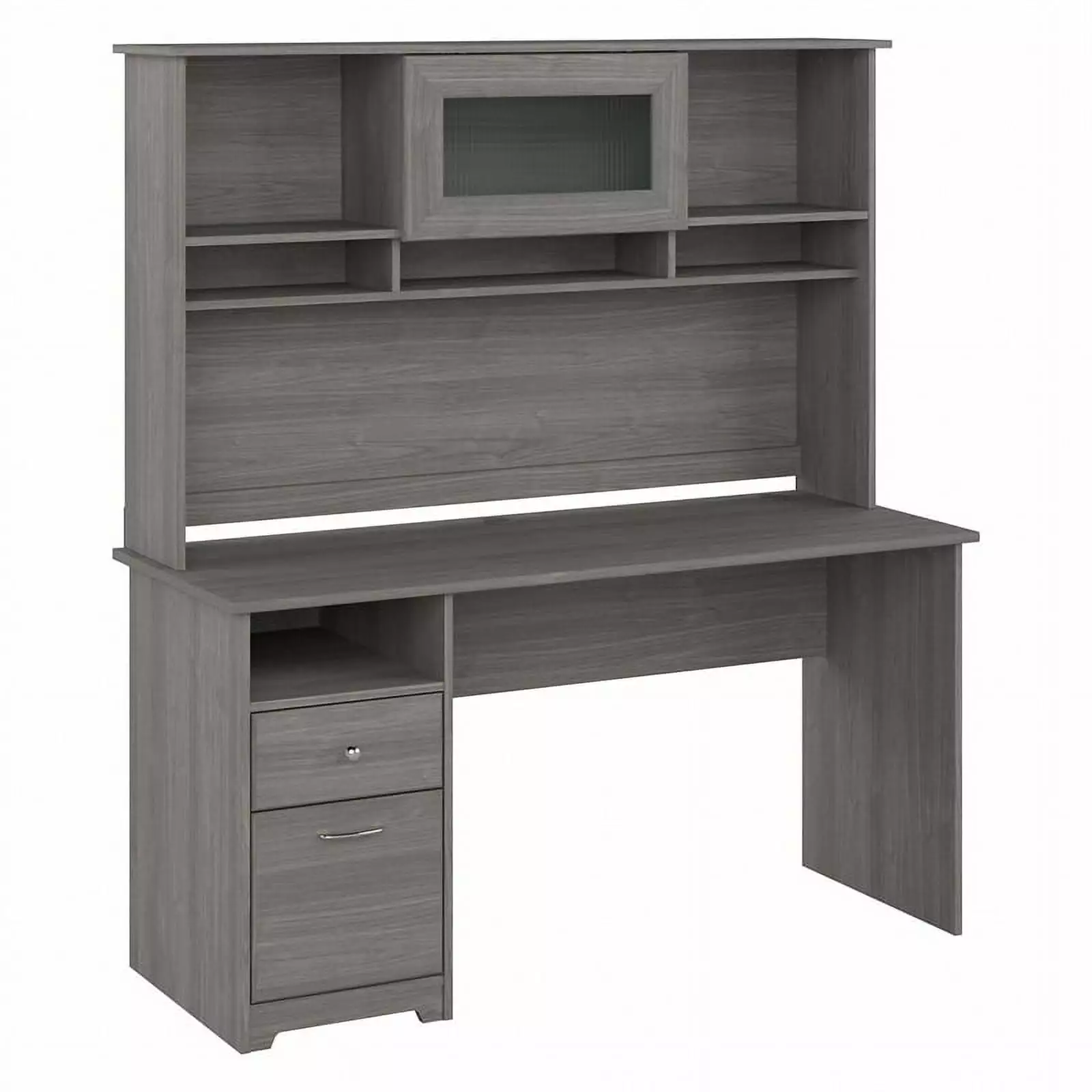 Pemberly Row 60W Computer Desk Hutch Modern Gray - Engineered Wood