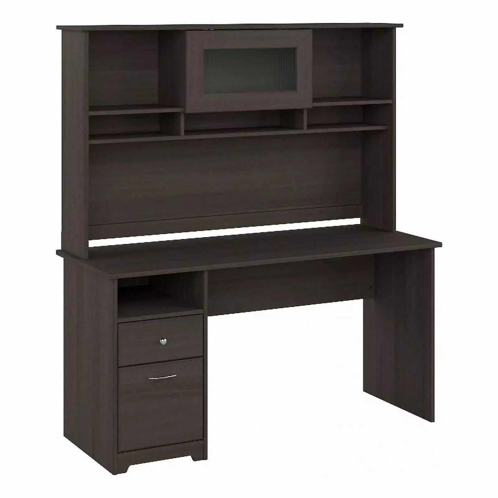 Pemberly Row 60W Computer Desk Hutch Heather Gray - Engineered Wood Office Desk