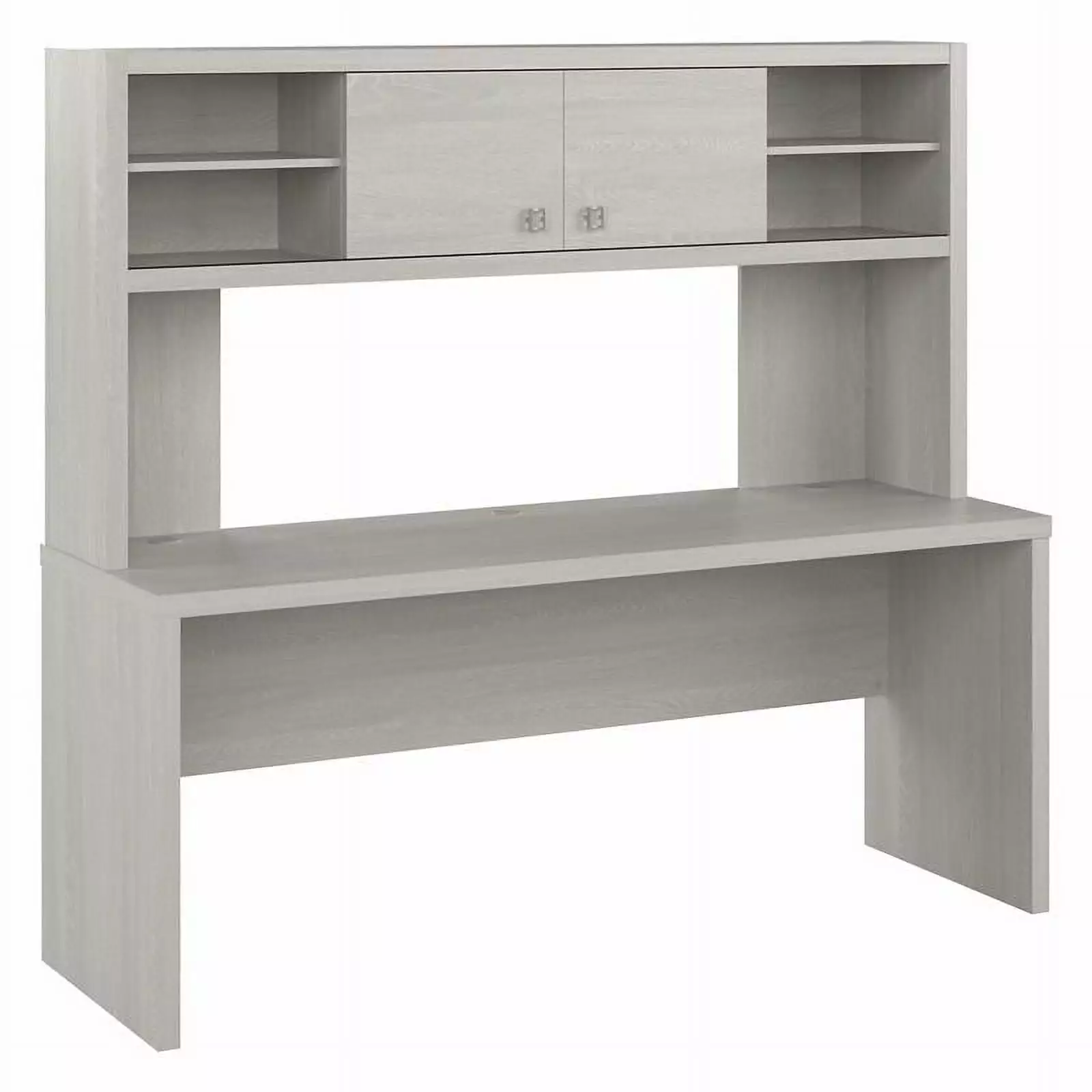 Pemberly Row 72W Computer Desk Hutch Gray Sand Engineered Wood