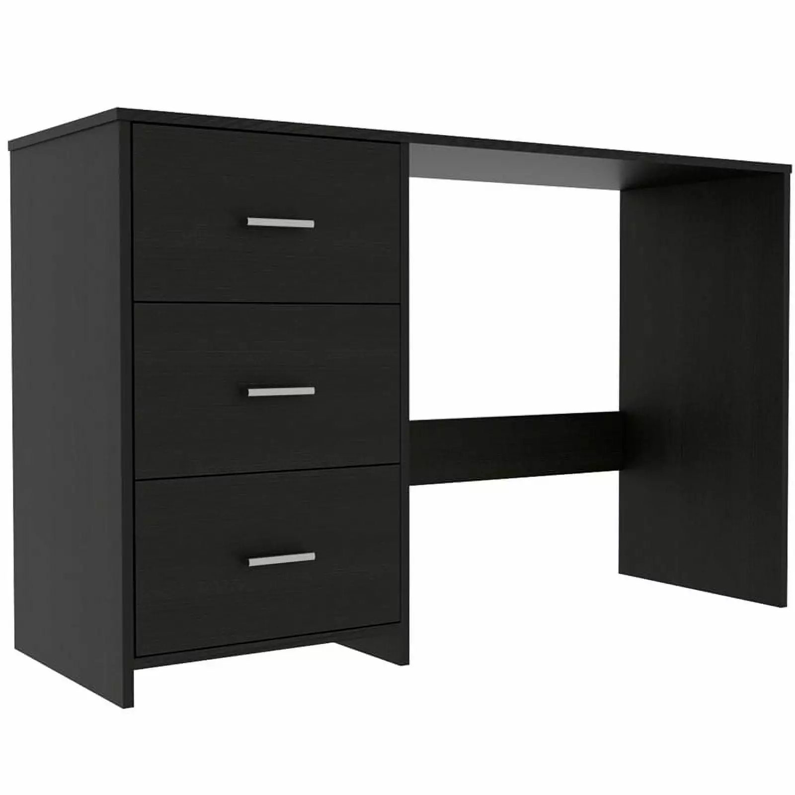 Pemberly Row Classic Computer Desk Three Drawers Black Office Desk