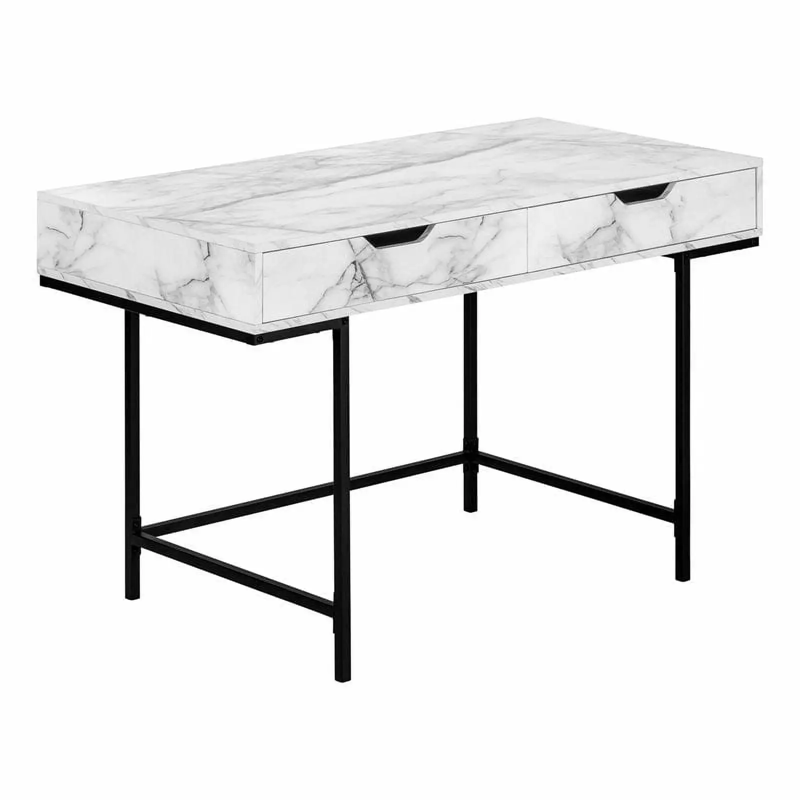 Pemberly Row Computer Desk White Marble Look - Modern Home Office Laptop Desk