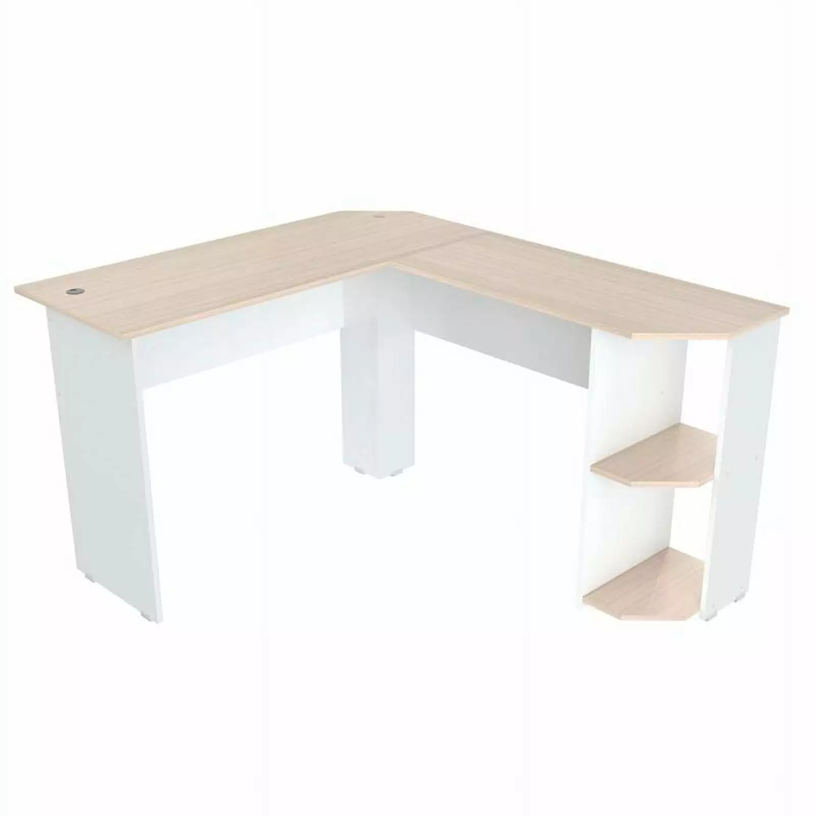 Pemberly Row Modern L-Shape Computer Desk Maple and White