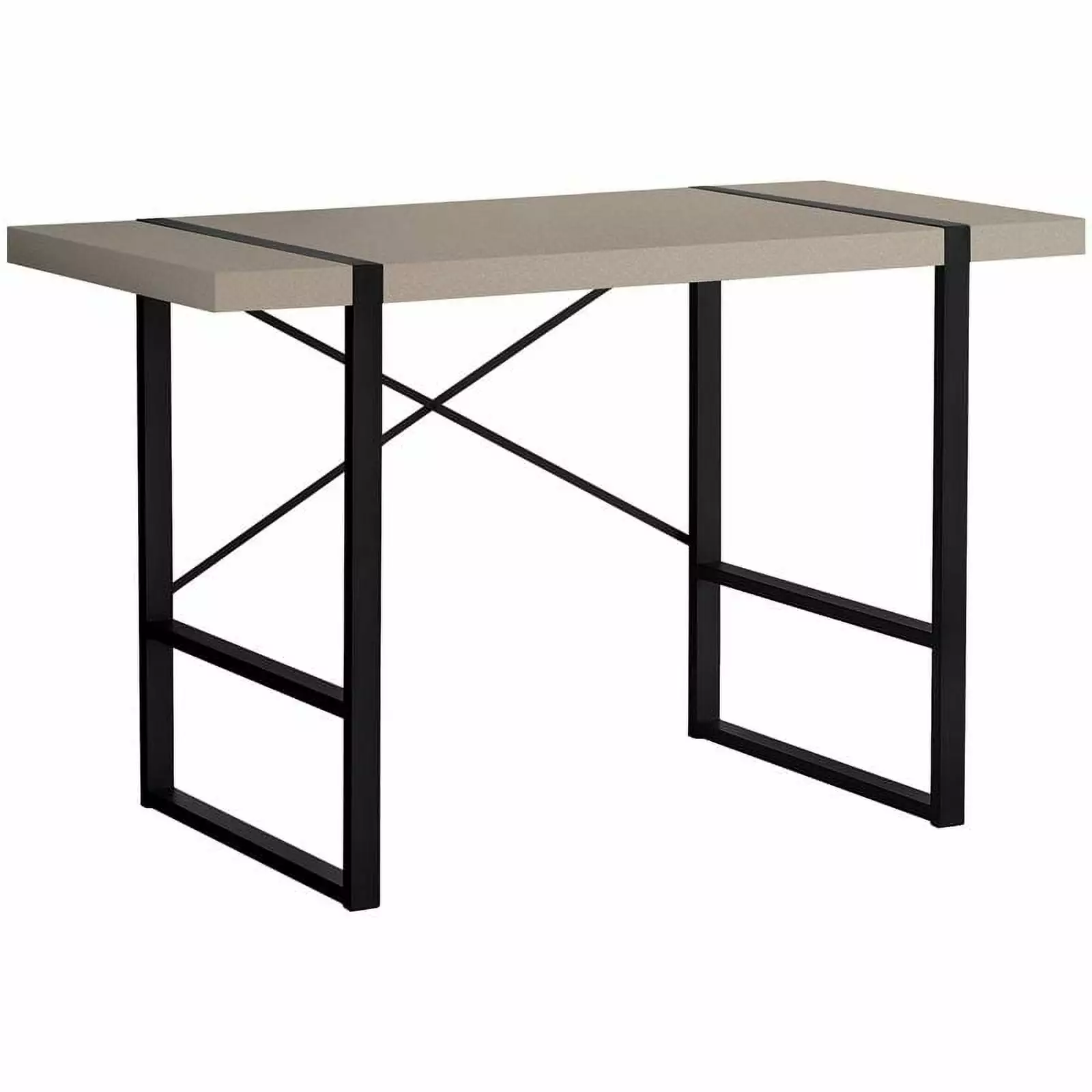 Pemberly Row Thick Wood Top X Base Computer Desk Taupe and Black