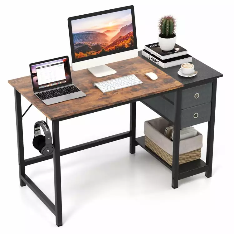 Resenkos 48/55-Inch Home Office Desk 2 Drawers Hanging Hook