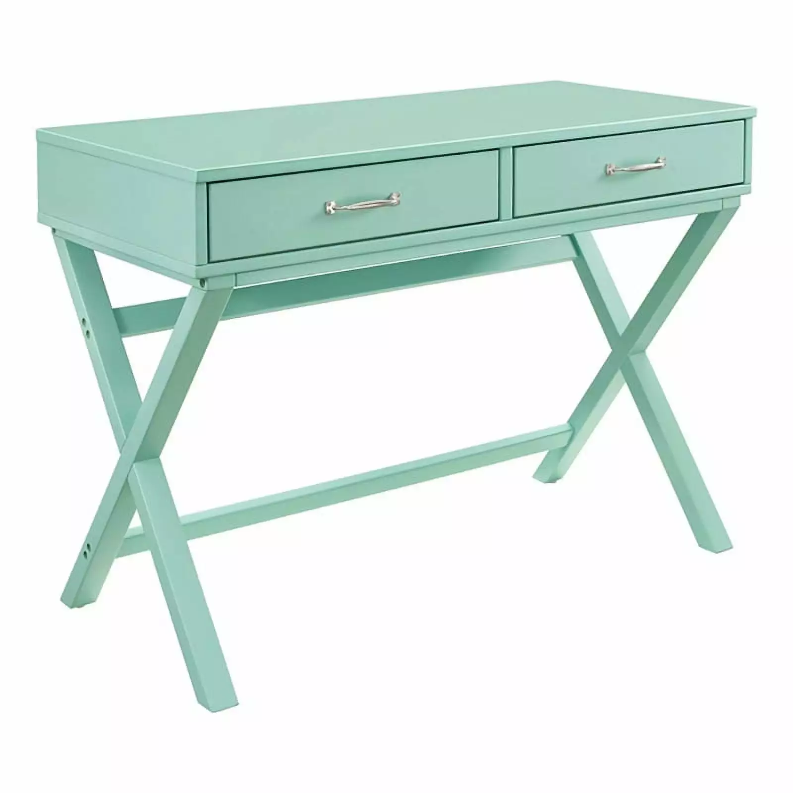 Riverbay Furniture Transitional 2-Drawer MDF Wood Desk Turquoise Blue - Compact Home Office Desk