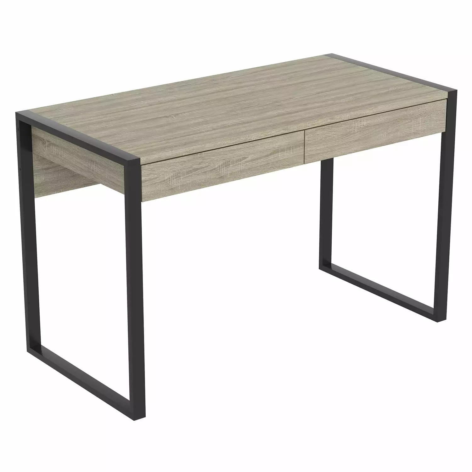 Safdie & Co. 47L 2-Drawers Black Metal Computer Desk Dark Taupe - Modern Office Desk Storage