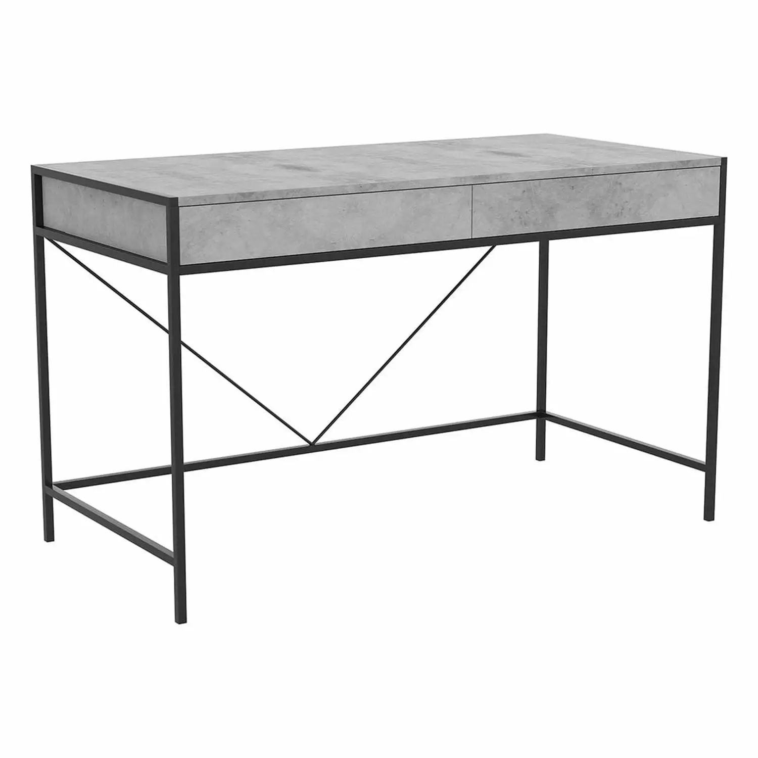 Safdie & Co 49L 2-Drawers Black Metal Computer Desk Grey Cement Safdie & Co.