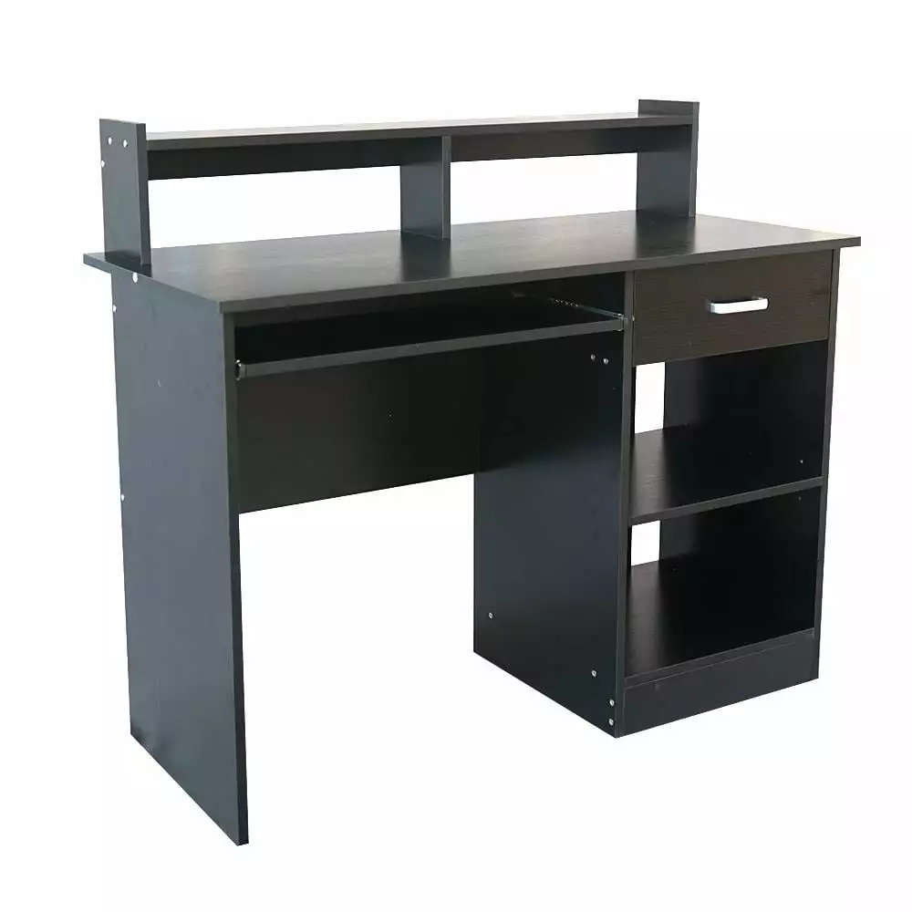 SalonMore Black Wood Computer Desk Drawer and Keyboard Tray Home Office
