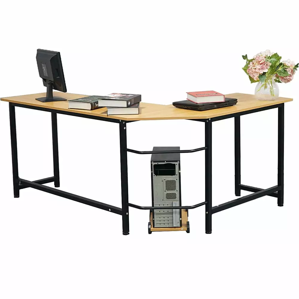 SamyoHome L-Shaped Corner Computer Desk PC Wood Laptop Table Home Office Workstation