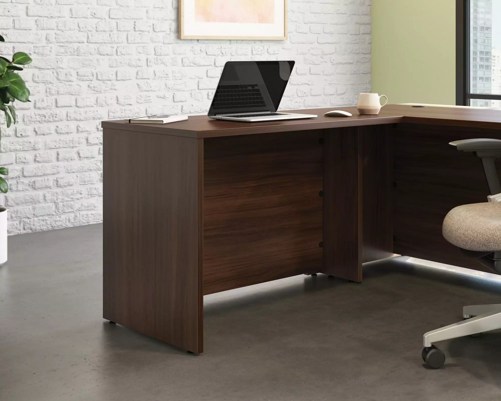 Sauder Affirm Engineered Wood 42 Desk Return/Bridge Noble Elm/Brown