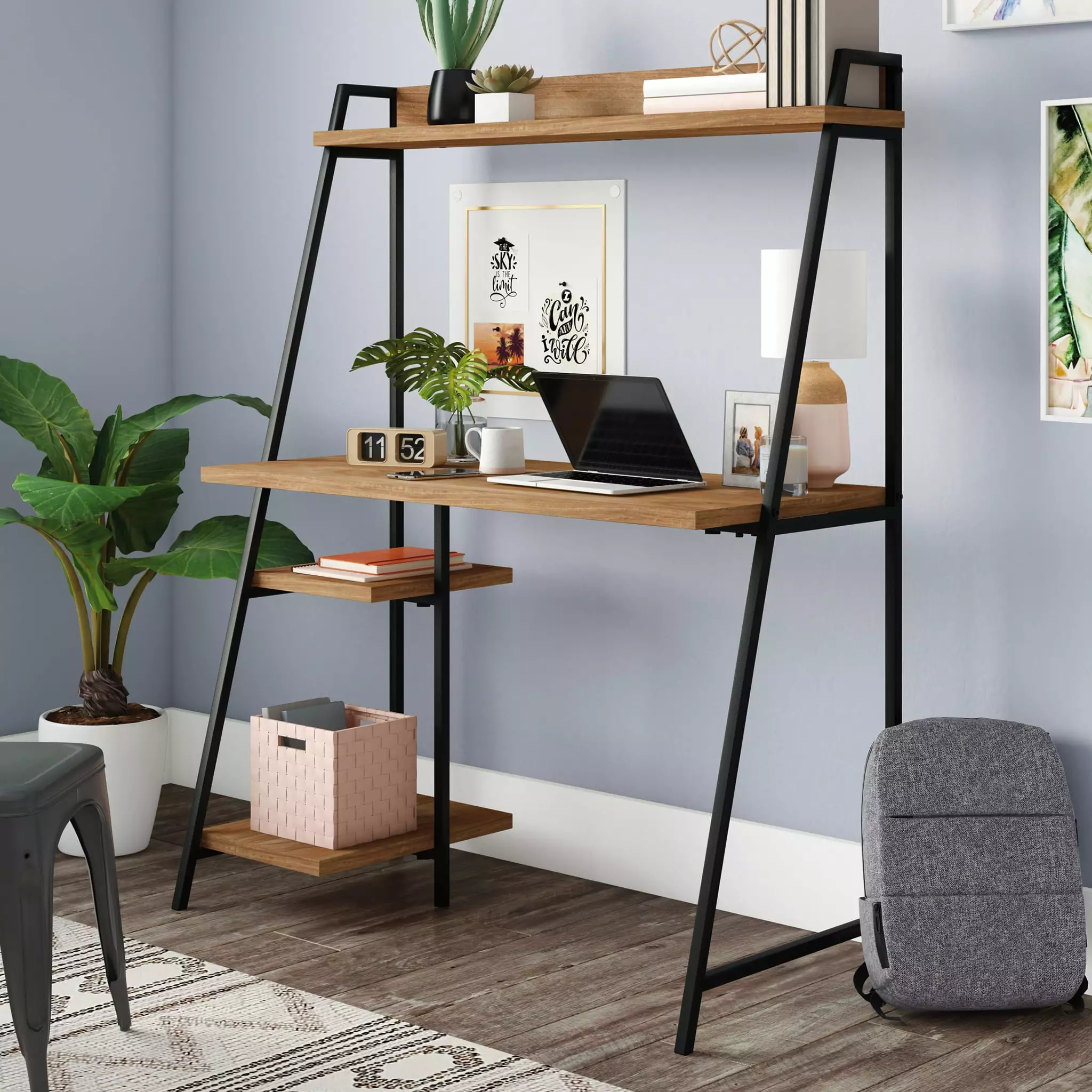 Sauder North Avenue Modern Computer Desk Hutch Sindoori Mango Finish Office Desk