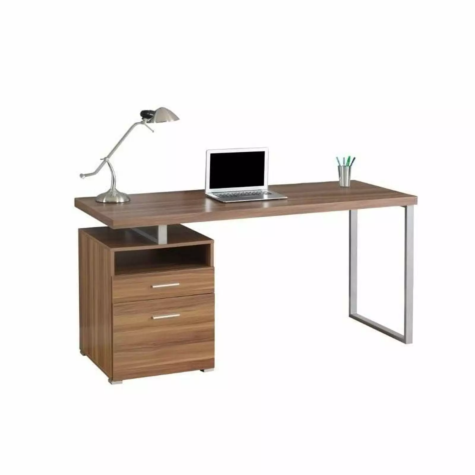 Scranton & Co 60 Computer Desk Walnut - Classic Home Office Desk Durable Finish