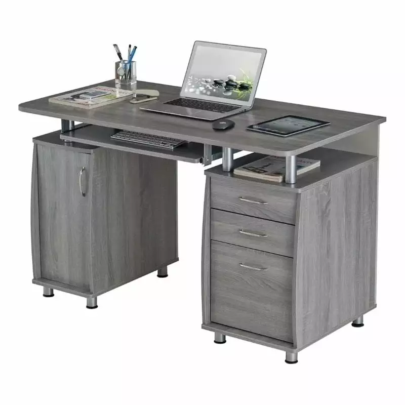 Scranton & Co Contemporary MDF Wood Small Computer Desk Gray