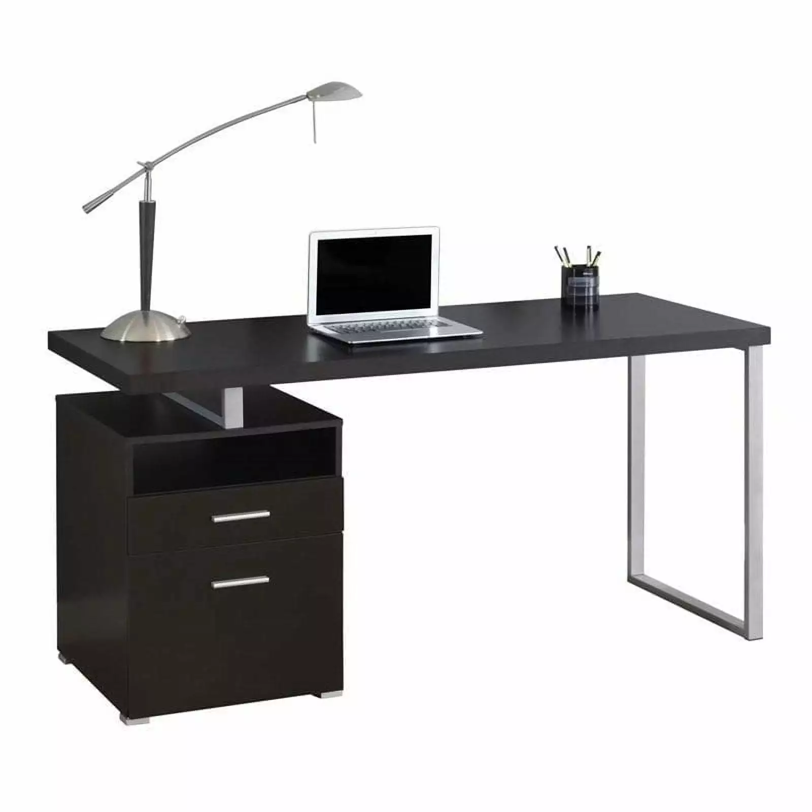 Scranton & Co 60 Inch Computer Desk Cappuccino and Silver