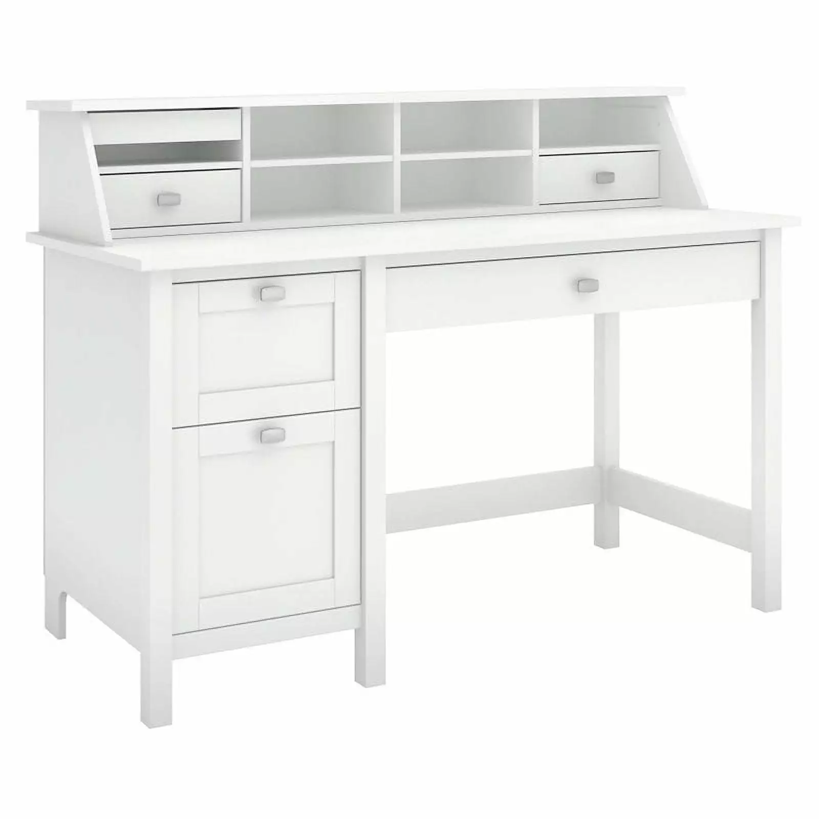 Scranton Co Modern Wood Computer Desk Pedestal and Organizer White