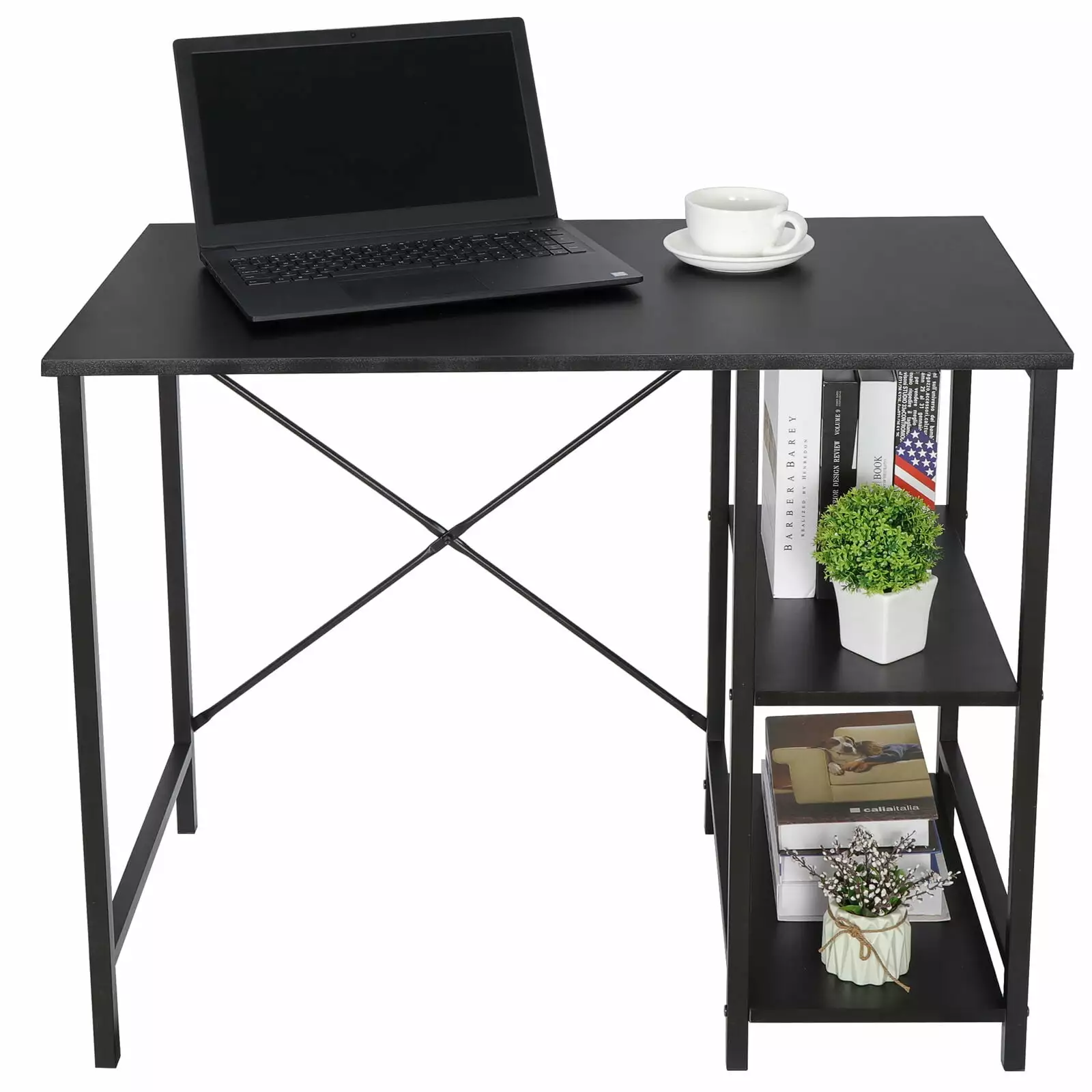 Computer Desk PC Laptop Table Workstation 2 Tier Shelves Home Office Study Segawe