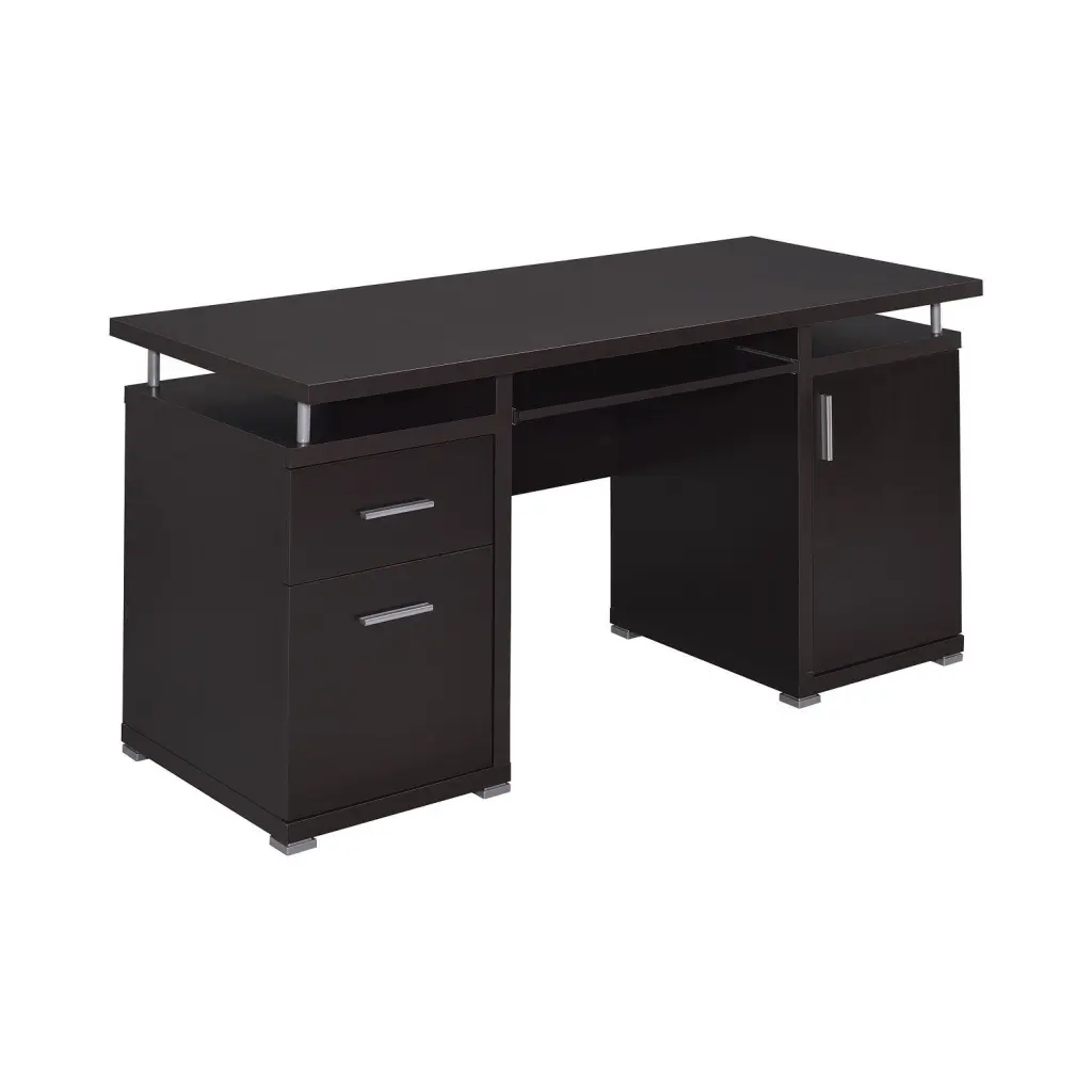 Cappuccino Computer Desk 2 Drawers and Storage Cabinet Home Office Workstation simple relax