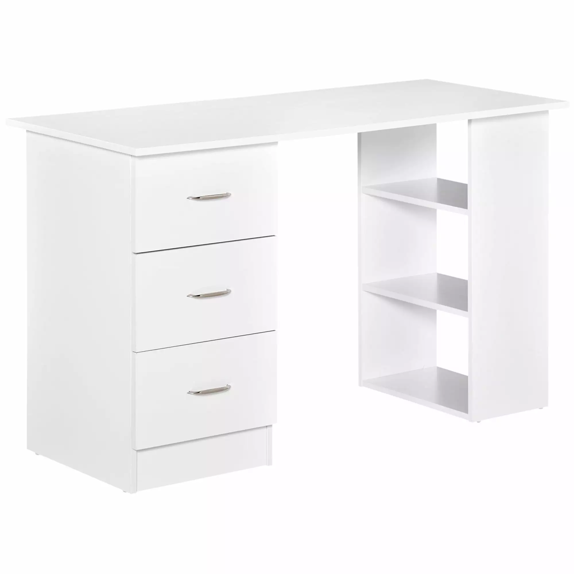 47 Modern Home Office Computer Desk Bookcase Combo 3 Drawers White SMHZ