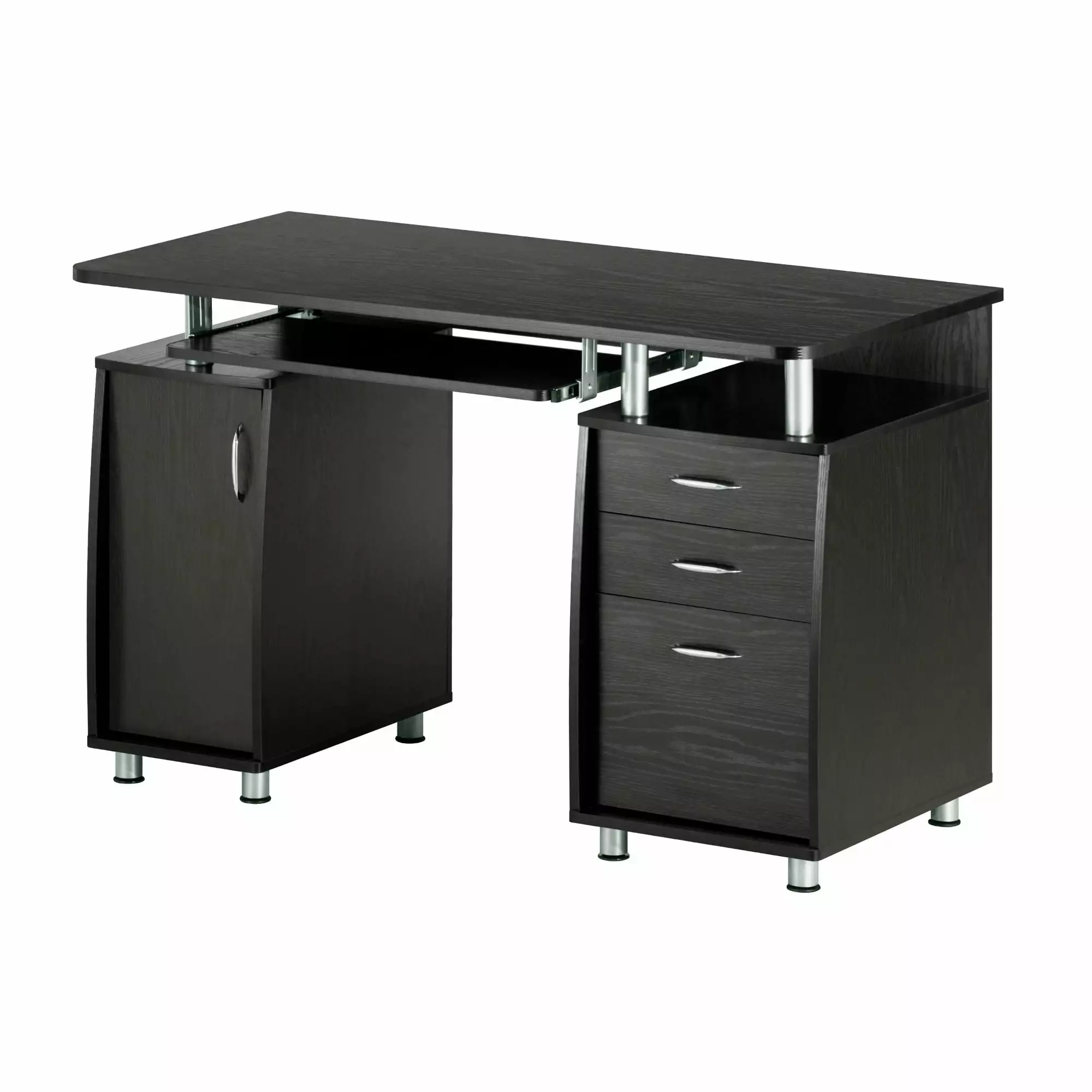 Techni Office Solutions Espresso Computer Desk Keyboard Shelf and Storage Techni Mobili