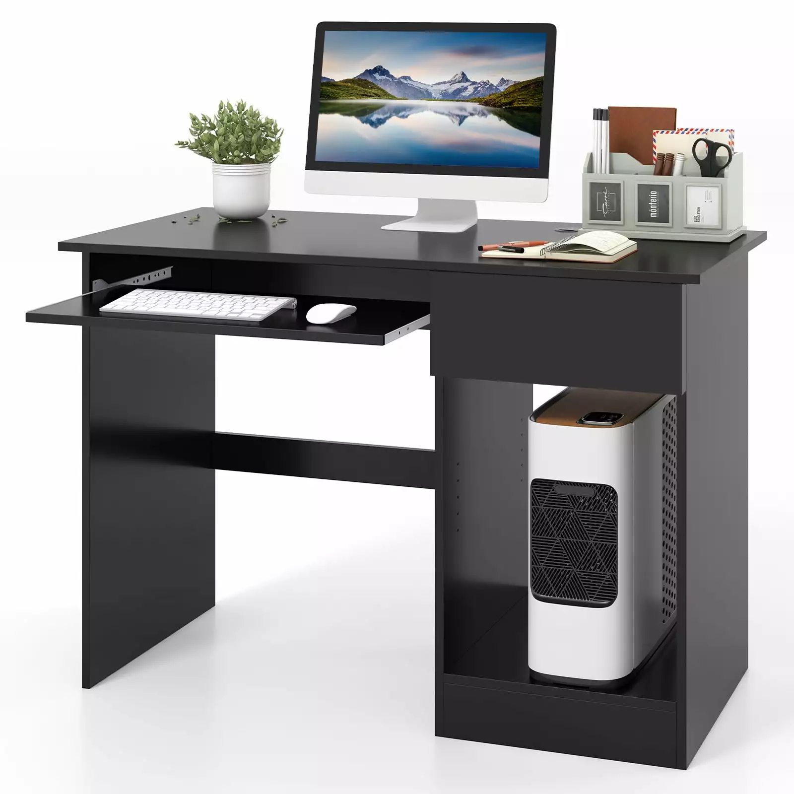Topbuy Computer Desk Keyboard Tray Large Drawer Adjustable Shelf Home Office Study Desk