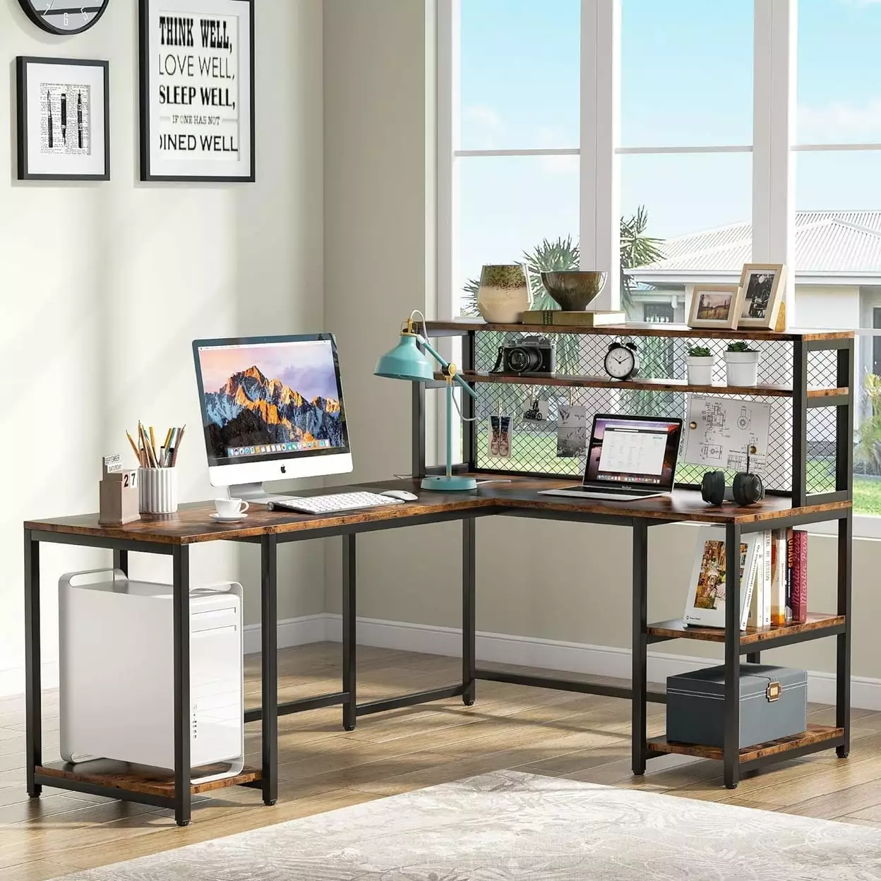 67 Large Computer Desk Hutch Office Desk Study Table Writing Desk Tribesigns