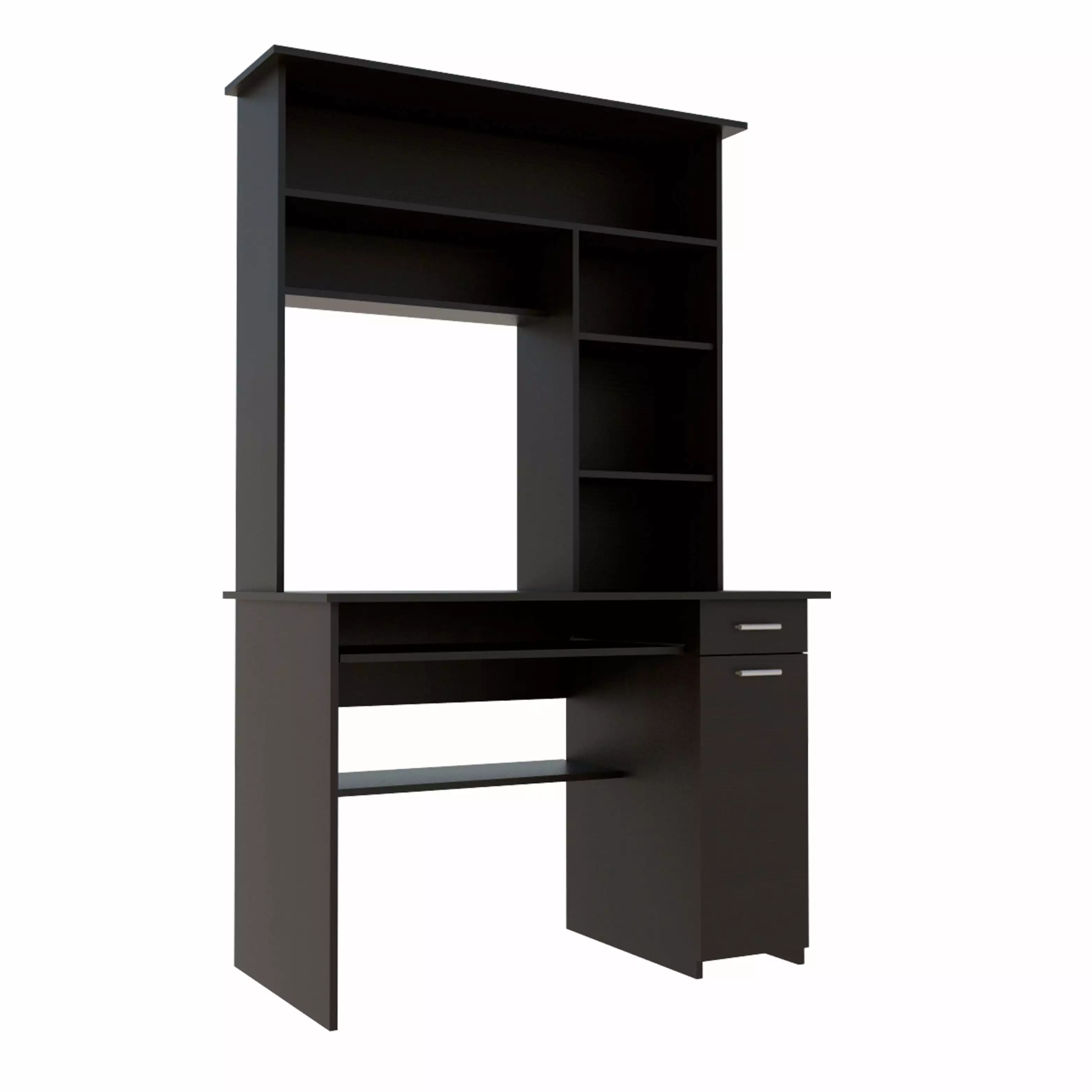 Compu 180 Hutch Desk Multiple Shelves Keyboard Tray CPU Panel and One Drawer TUHOME Furniture