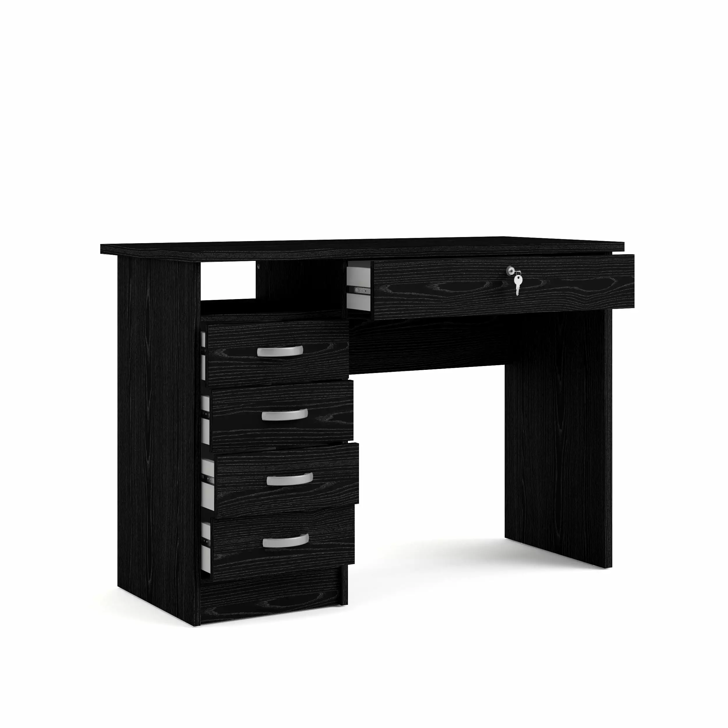Tvilum Walden Computer Desk 5 Drawers Black Woodgrain Home Office