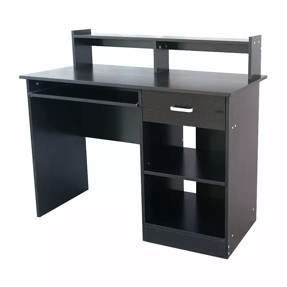 UBesGoo 43 Computer Desk Study Writing PC Table Shelve Drawer Black