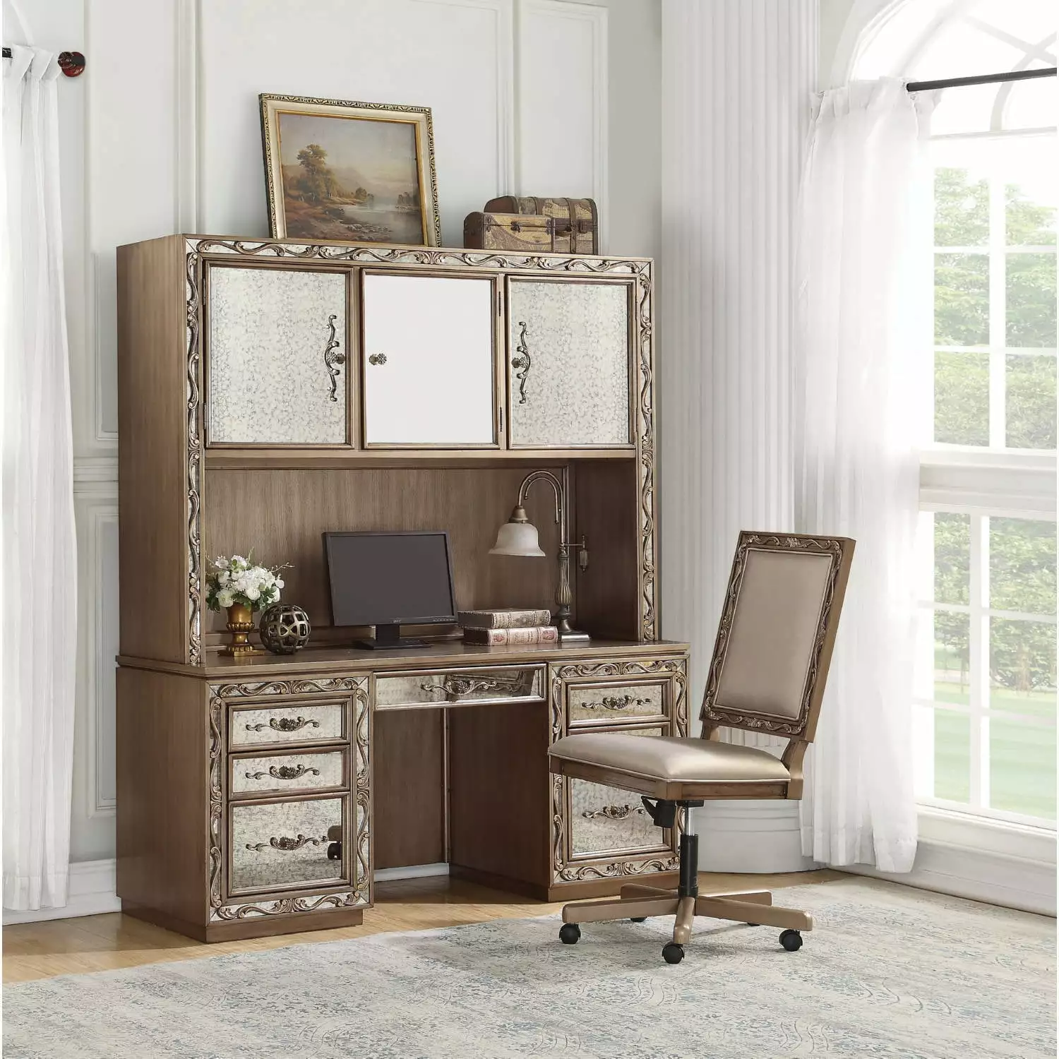 ACME Orianne Computer Desk Hutch Antique Gold 93790 unknown