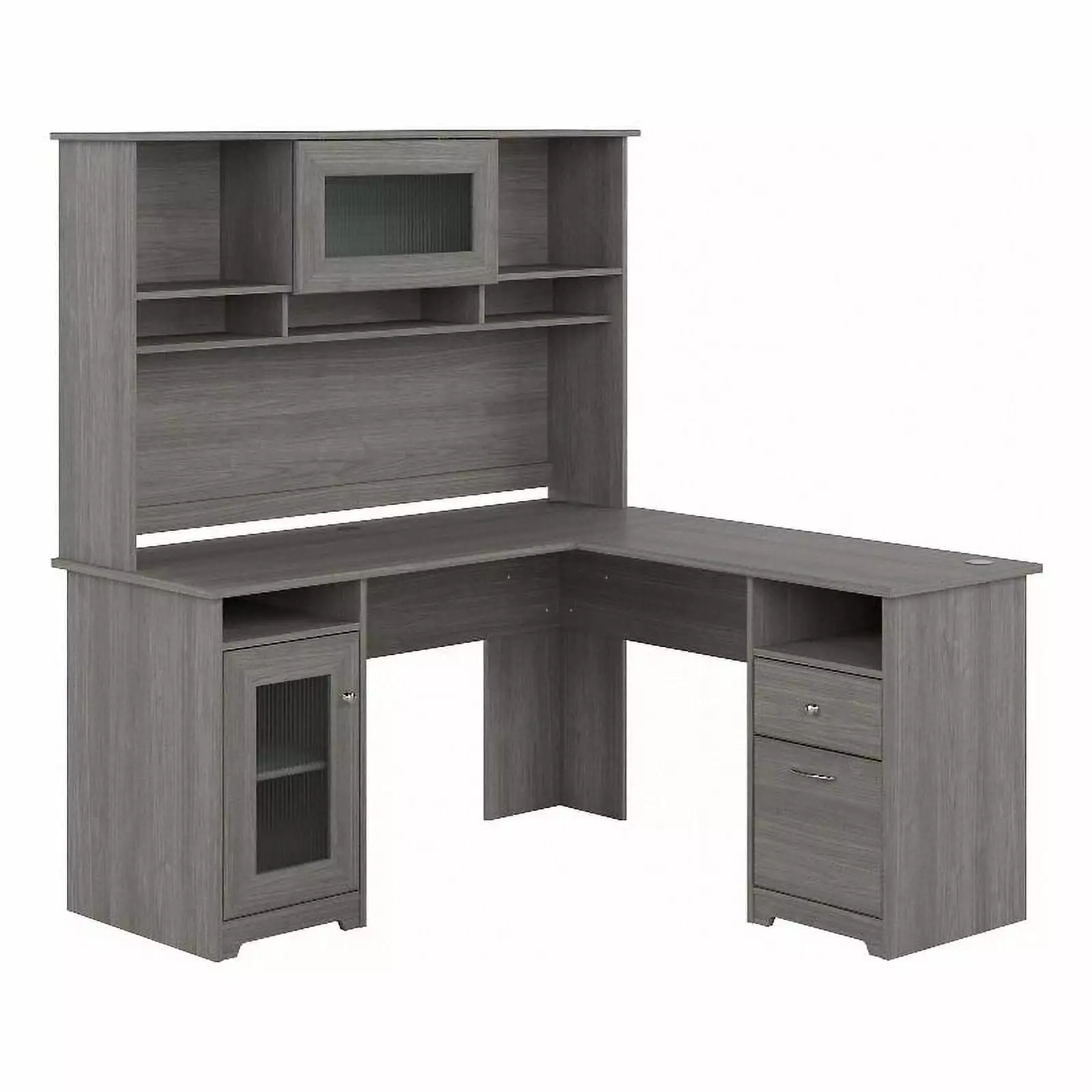 UrbanPro 60W Modern Gray L Shaped Computer Desk Hutch Engineered Wood