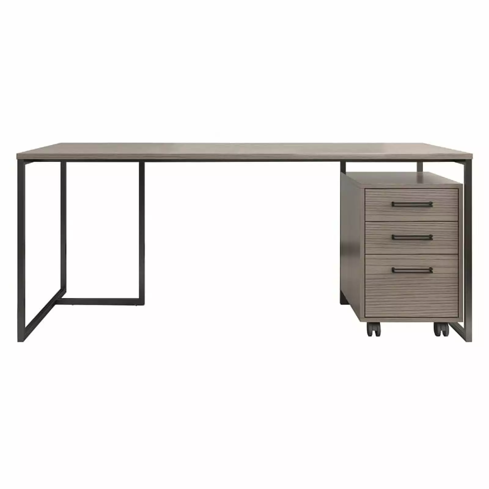 Foggio 72 Inch Industrial Writing Computer Desk Filing Cabinet Dark Oak Vinnova