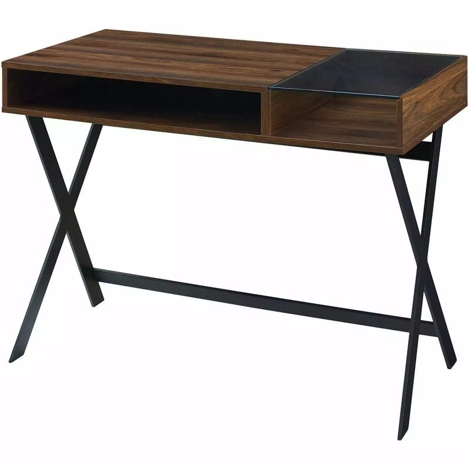 Walker Edison Engineered Wood Computer Desk Divided Cubby Dark Walnut