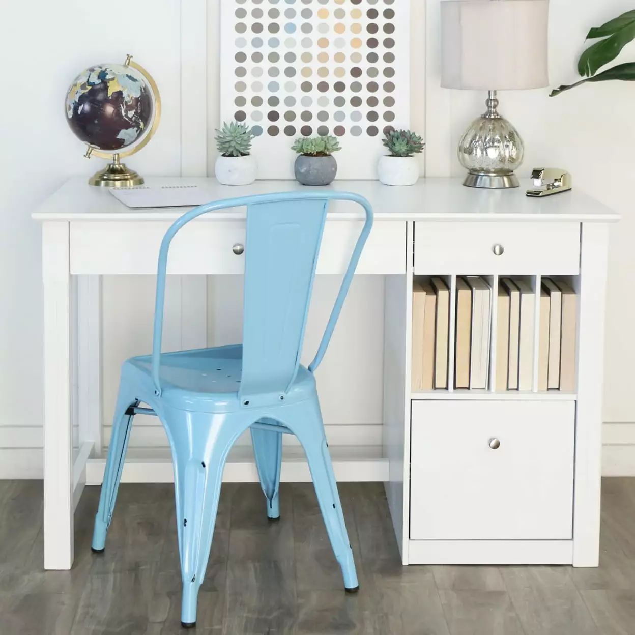 WE Furniture Home Office Deluxe White Wood Storage Computer Desk