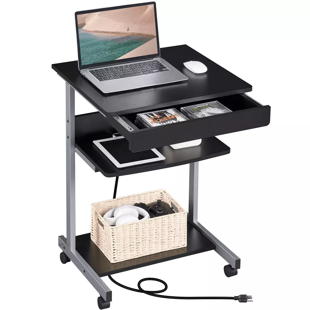 Yaheetech 31.5 Inch Laptop Computer Desk Power Outlet Black