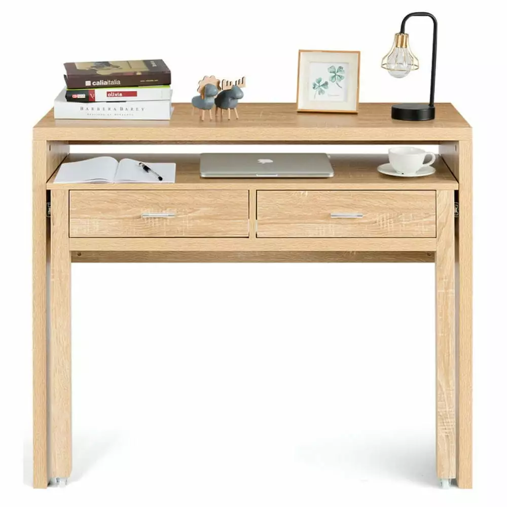 Yardi Yard Extendable Computer Desk Pull Out Secondary Desk Natural Gaming Computer Desks Study Working Writing